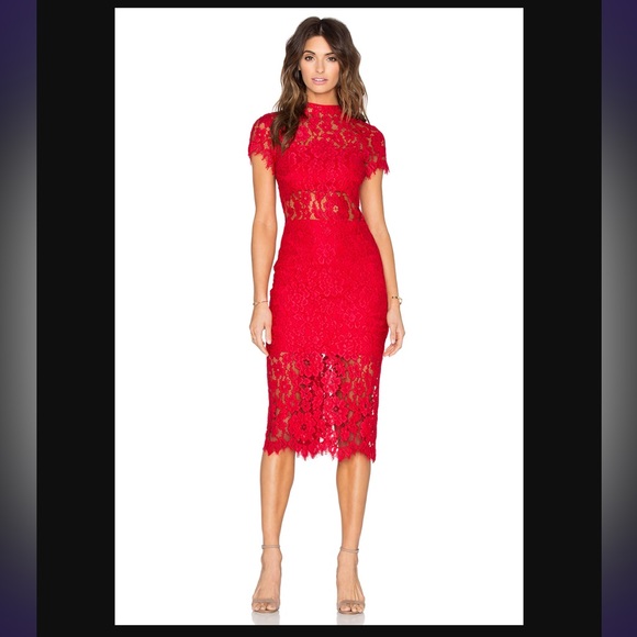 Alexis Leona Red Lace Sheath Dress - Picture 1 of 9